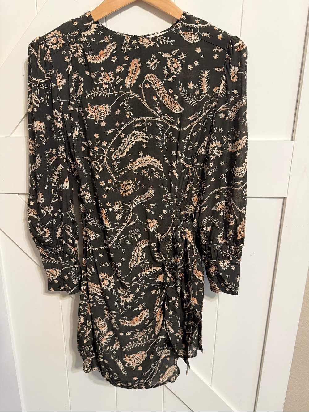 Ba&Sh Costel Paisley Mini Dress Women’s Small Floral Printed Ruched Tie Long Sle